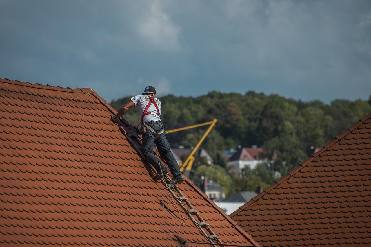 屋顶行业的人在屋顶上
